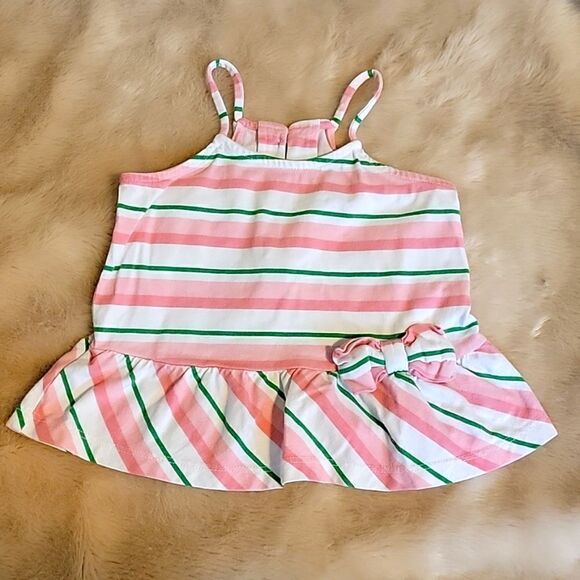 JANIE AND JACK CALIFORNIA SUMMER WHITE PINK GREEN STRIPED TANK TOP, SZ 18-24 MOS - Picture 1 of 5